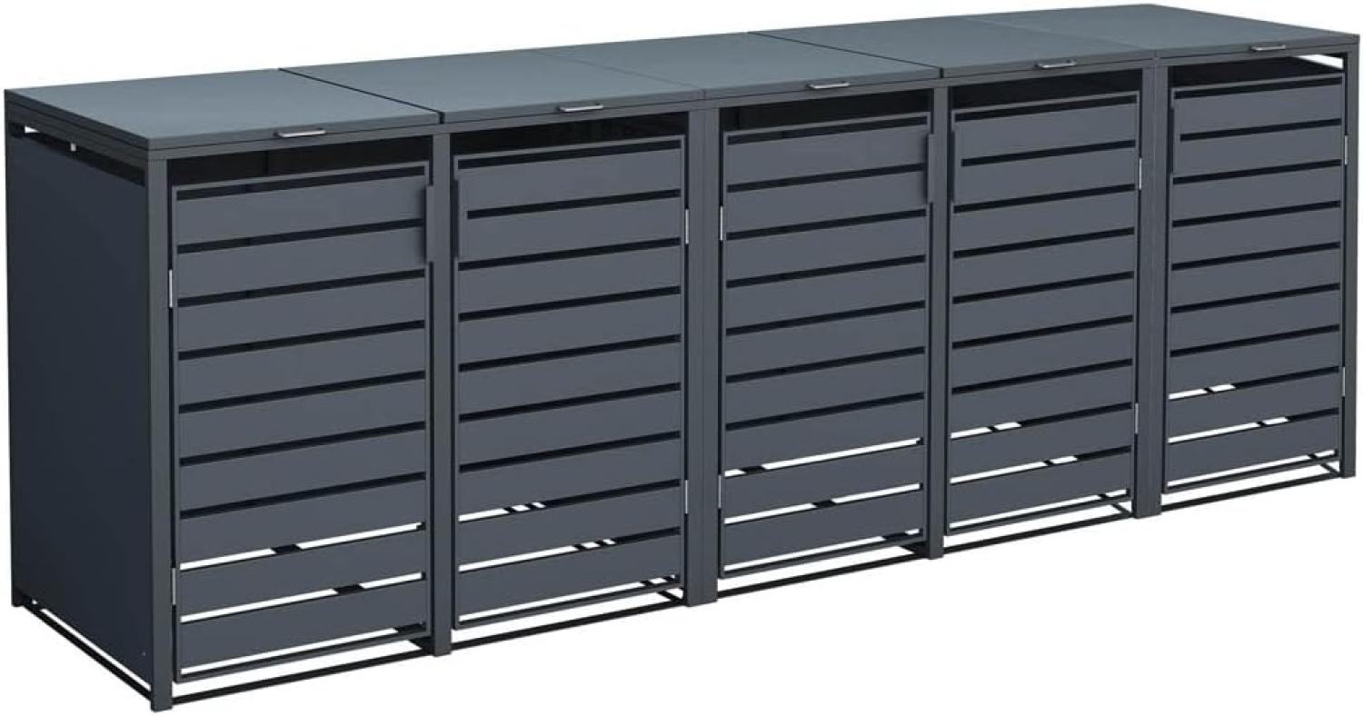 Westmann Metall Mülltonnenbox 5er Kubus | 5x 240 L | Anthrazit | 332x80x116 cm Bild 1