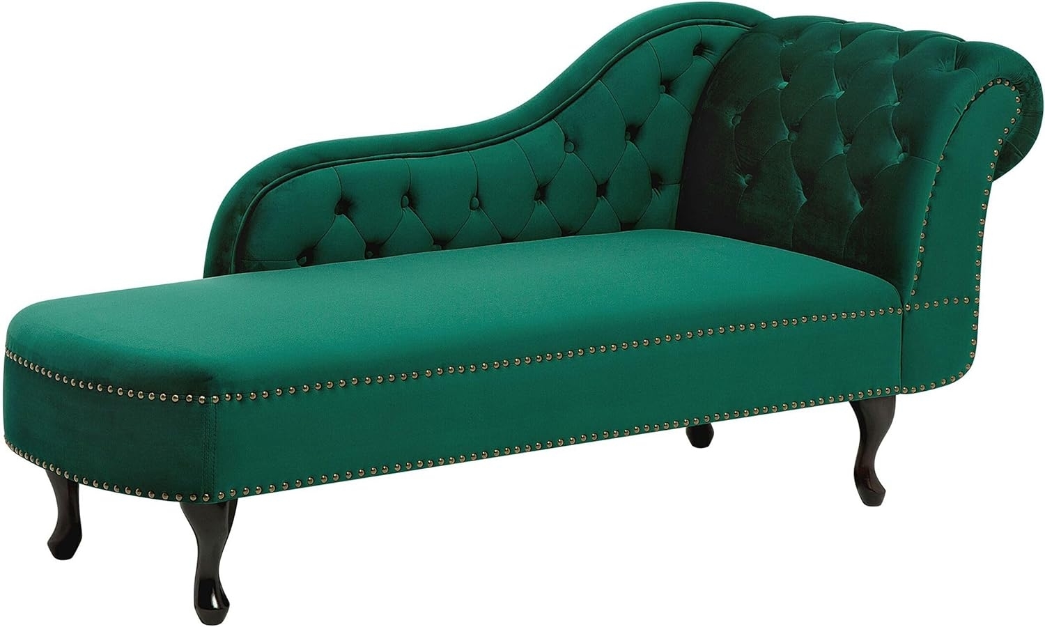 Beliani 'Nimes' Chaiselongue, Grün, Samt, 79 x 65 x 169 cm, Rechts Bild 1