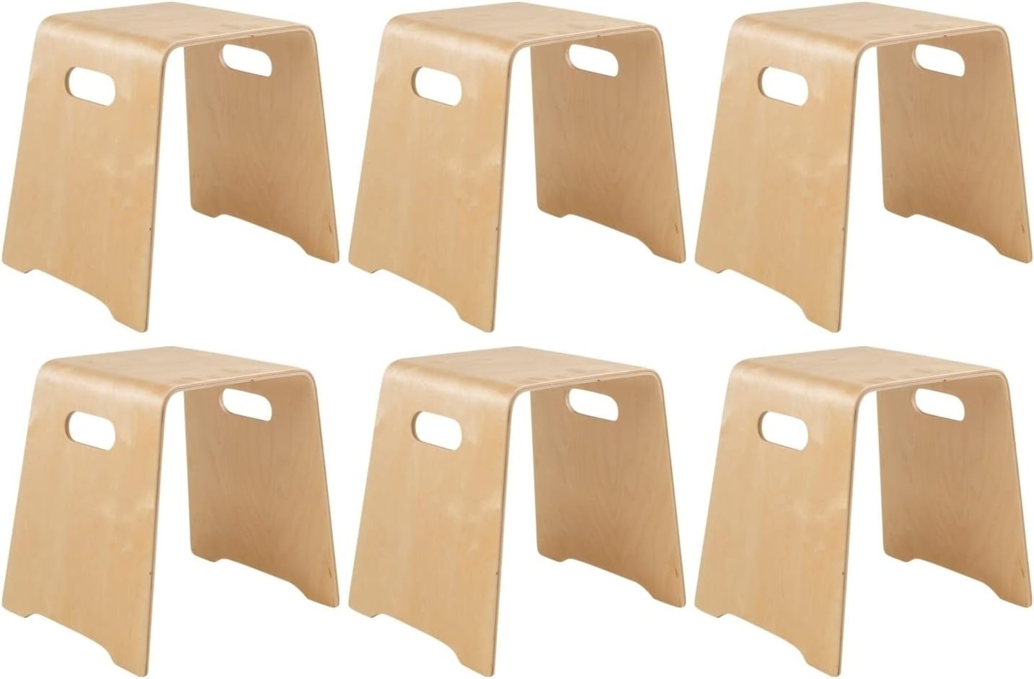 Home4You Sitzhocker Stapelhocker, Birkenholz, mit Griffen, H 47 cm (Set, 6 St), Breite 48 cm, braun, bis max. 80 kg Bild 1