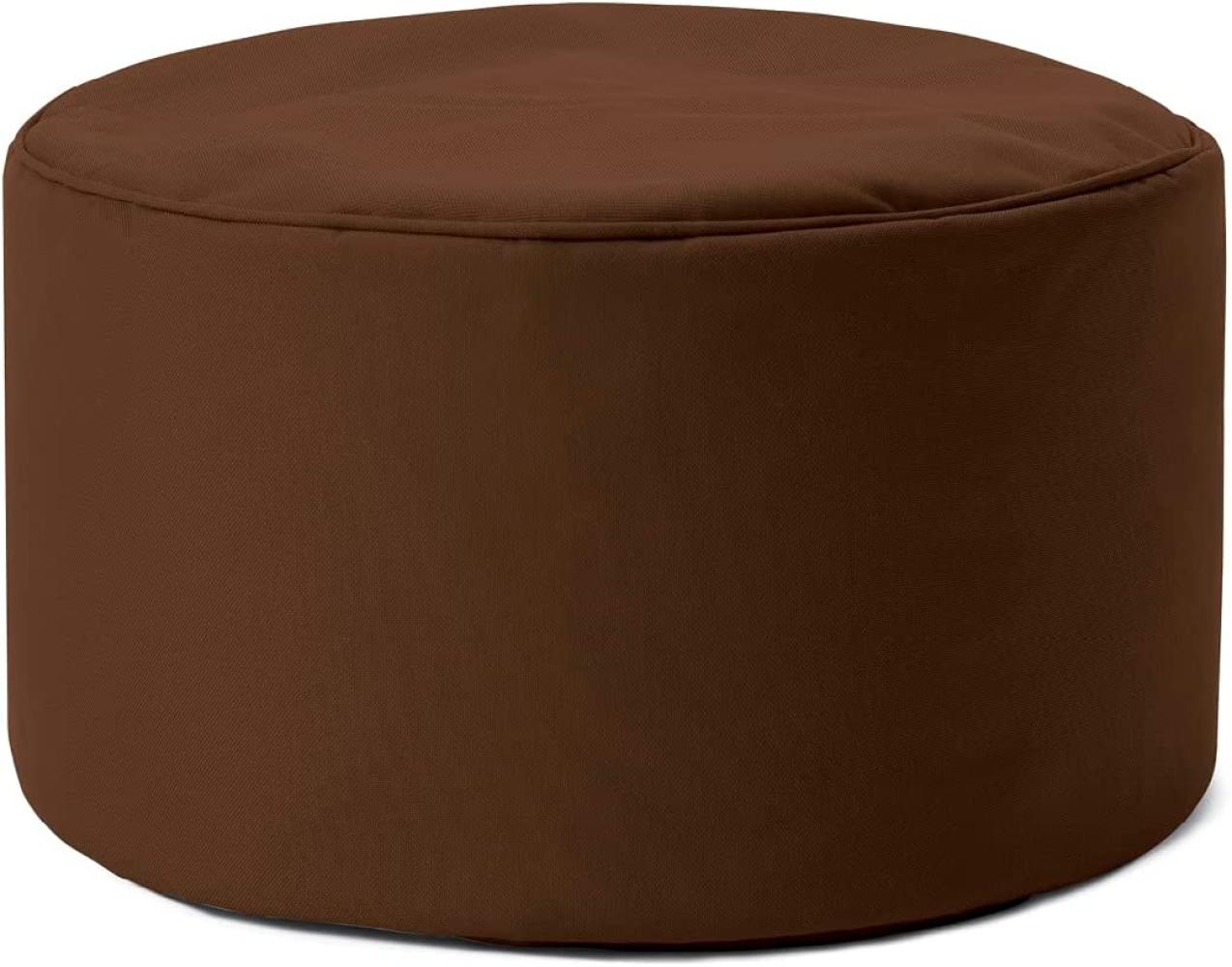 Lumaland Indoor Outdoor Sitzhocker 25 x 45 cm - Runder Sitzpouf, Sitzsack Bodenkissen, Sitzkissen, Bean Bag Pouf - Wasserabweisend - Pflegeleicht - ideal für Kinder und Erwachsene - Braun Bild 1