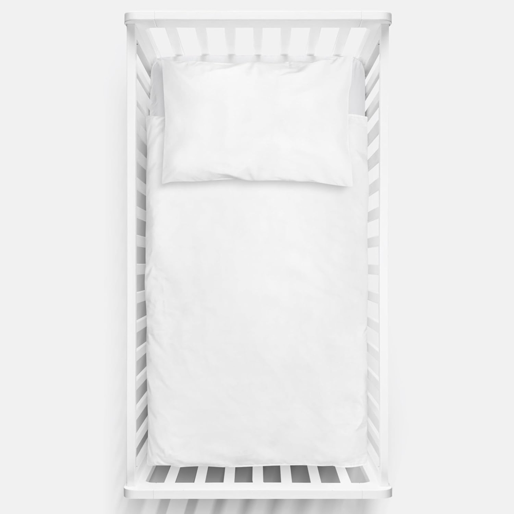 2-teiliges Baby Kinder Bettbezug 135x100 cm mit Kopfkissenbezug - Weiß Bild 1