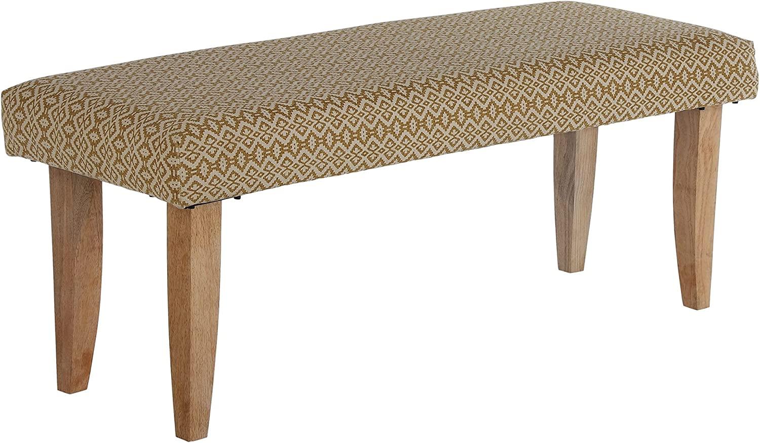 Sitzbank 120x48x40 cm Weiß/Gold Stoffbezug mit Holzbeine WOMO-Design Bild 1