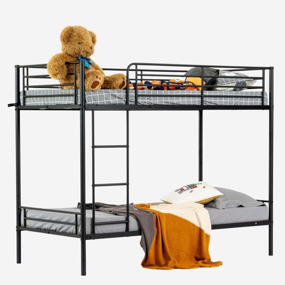 MEUBLE COSY Etagenbett Für 2 Kinder, Bettgestell 90x190 cm, Bettrahmen mit Lattenroste, aus Metall, für Schlafzimmer, Haus, Schwarz Bild 1