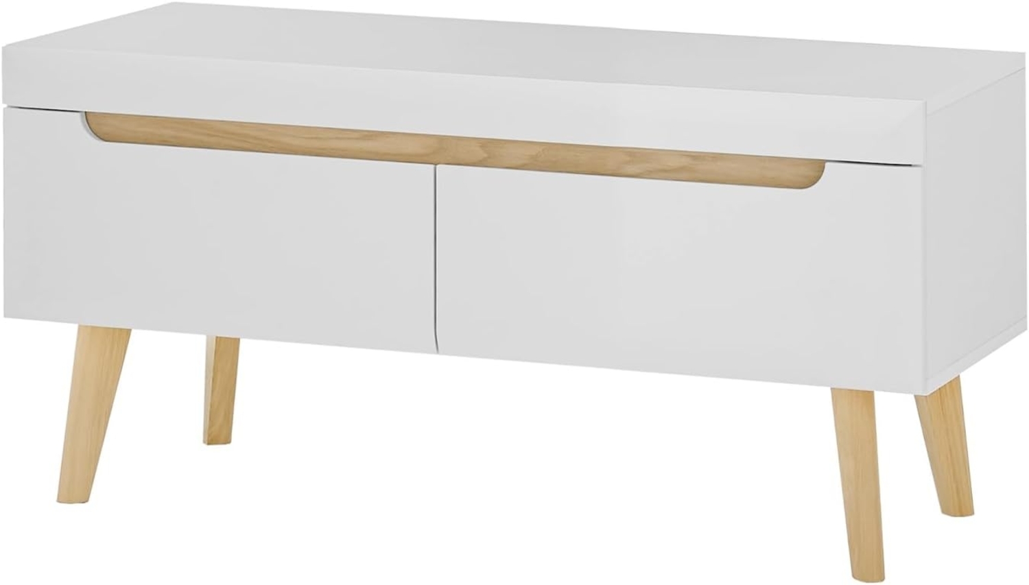 TV-Lowboard Isgard in weiß und Eiche 107 cm Bild 1