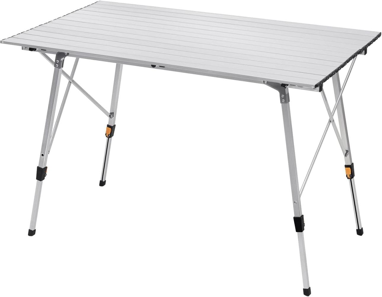 WOLTU Alu Campingtisch klappbar, Falttisch Höhenverstellbar mit Tragetasche & aufrollbarer Tischplatte, Klapptisch Reisetisch 4-6 Personen, für Camping Garten Balkon, 120 * 68. 5cm, Silber Bild 1