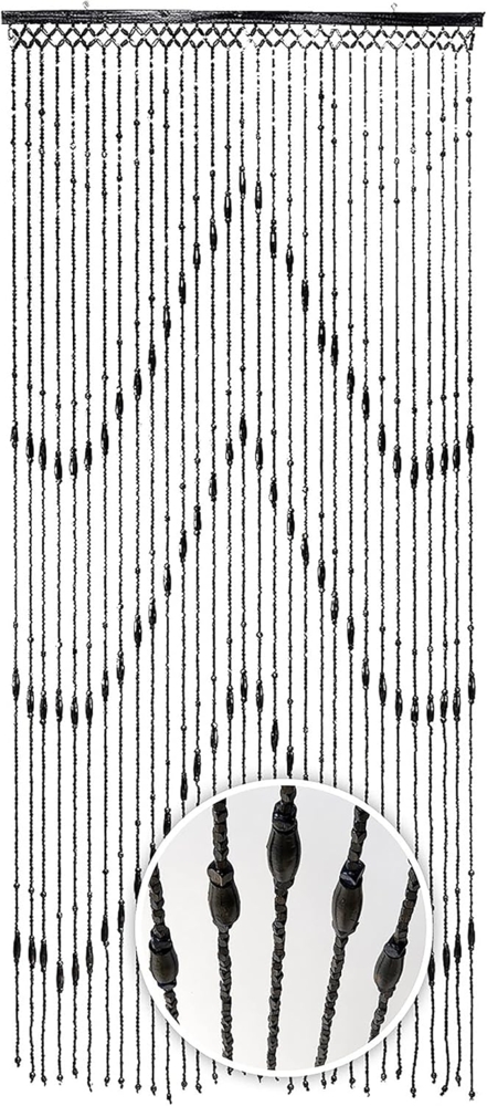 Kobolo Türvorhang Holzperlenvorhang WOOD 200 cm (1 St), Ösen, transparent Bild 1
