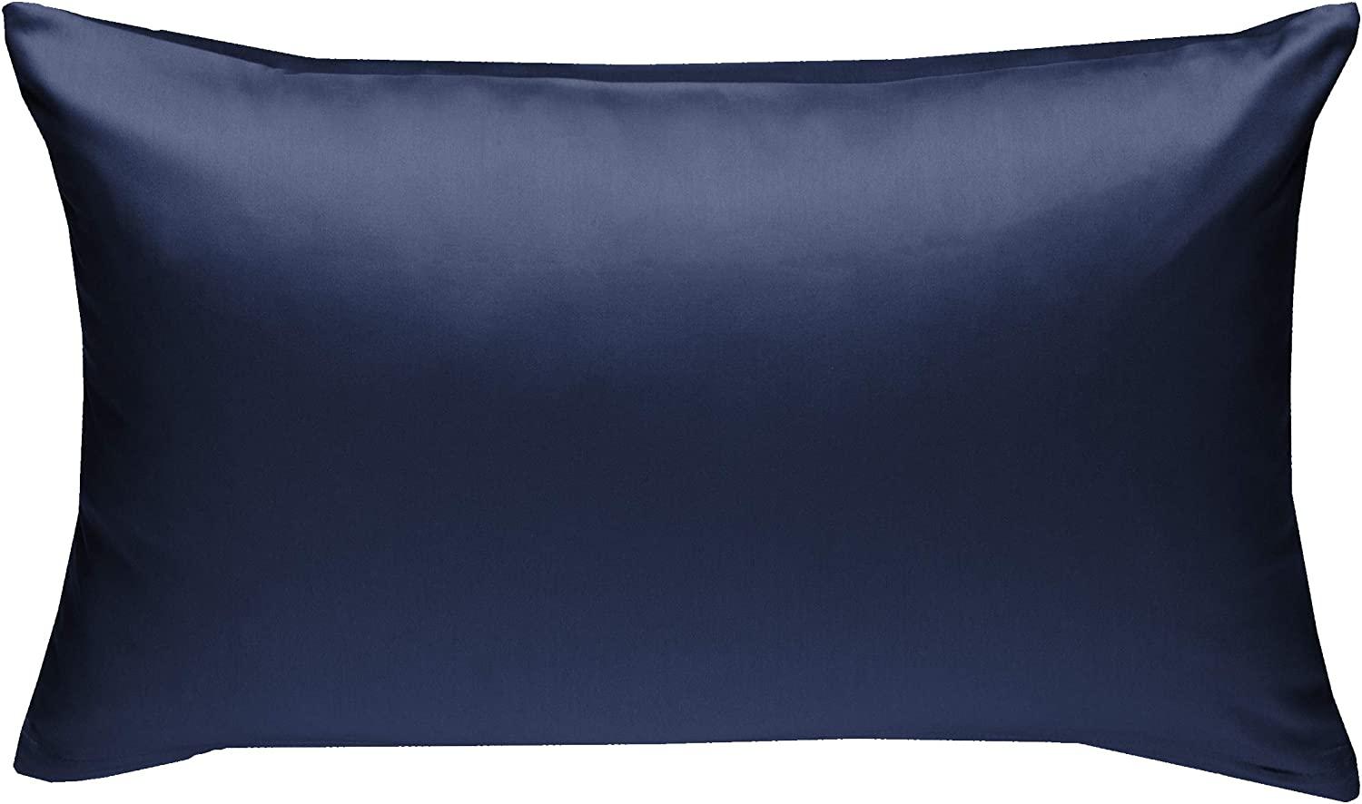 Bettwaesche-mit-Stil Mako-Satin, Kissenbezug einzeln, Baumwollsatin, uni / einfarbig, dunkelblau, 60x80 cm Bild 1