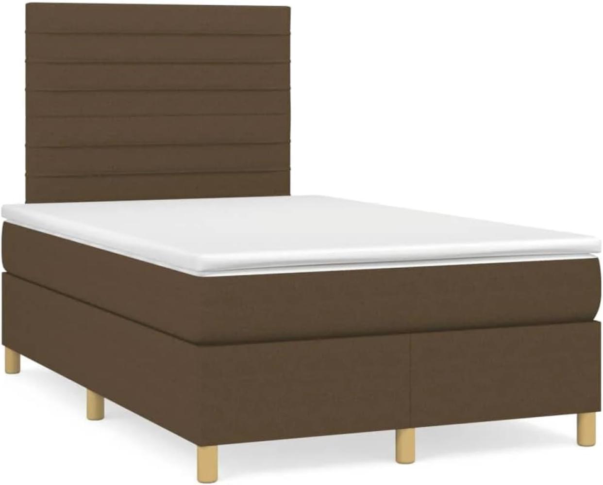 Boxspringbett mit Matratze Dunkelbraun 120x190 cm Stoff (Farbe: Braun) Bild 1