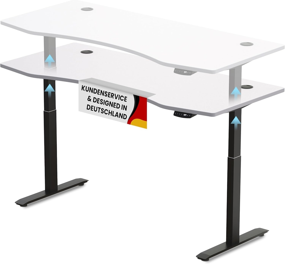 Schreibtisch Höhenverstellbar Elektrisch Mit Memory Funktion Ergonomischer Stehtisch Mit Teleskop Tischgestell 180x80 cm Oder 150x78 cm (Schwarz-Weiß, 180x80 cm) Bild 1