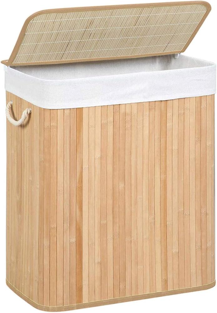 Songmics Wäschekorb, Bambus Naturfarben, 100L / 51,5 x 31,5 x 60,5 cm Bild 1