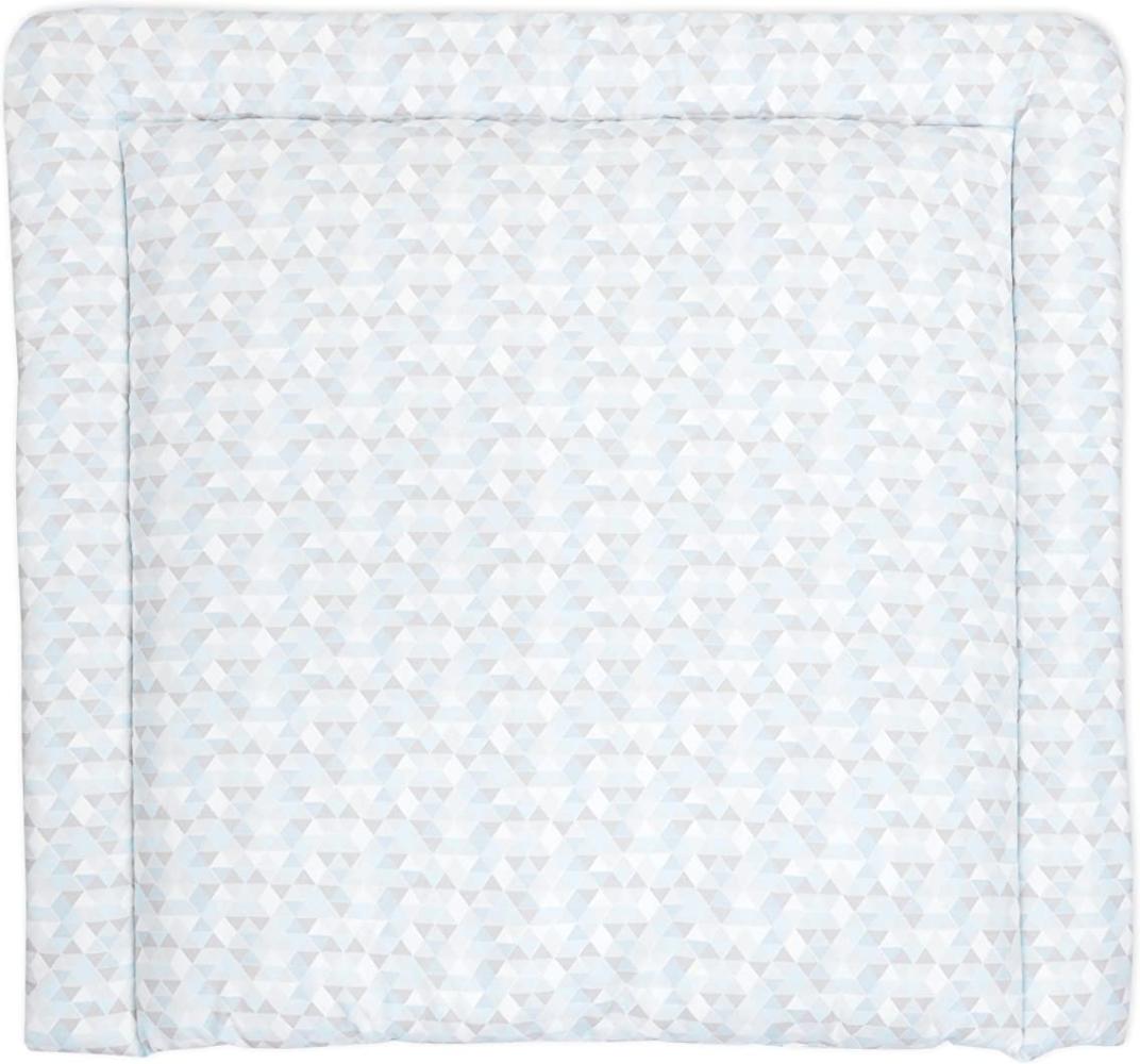 KraftKids Wickelauflage in kleine Dreiecke blau grau weiß, Wickelunterlage 85x75 cm (BxT), Wickelkissen Bild 1
