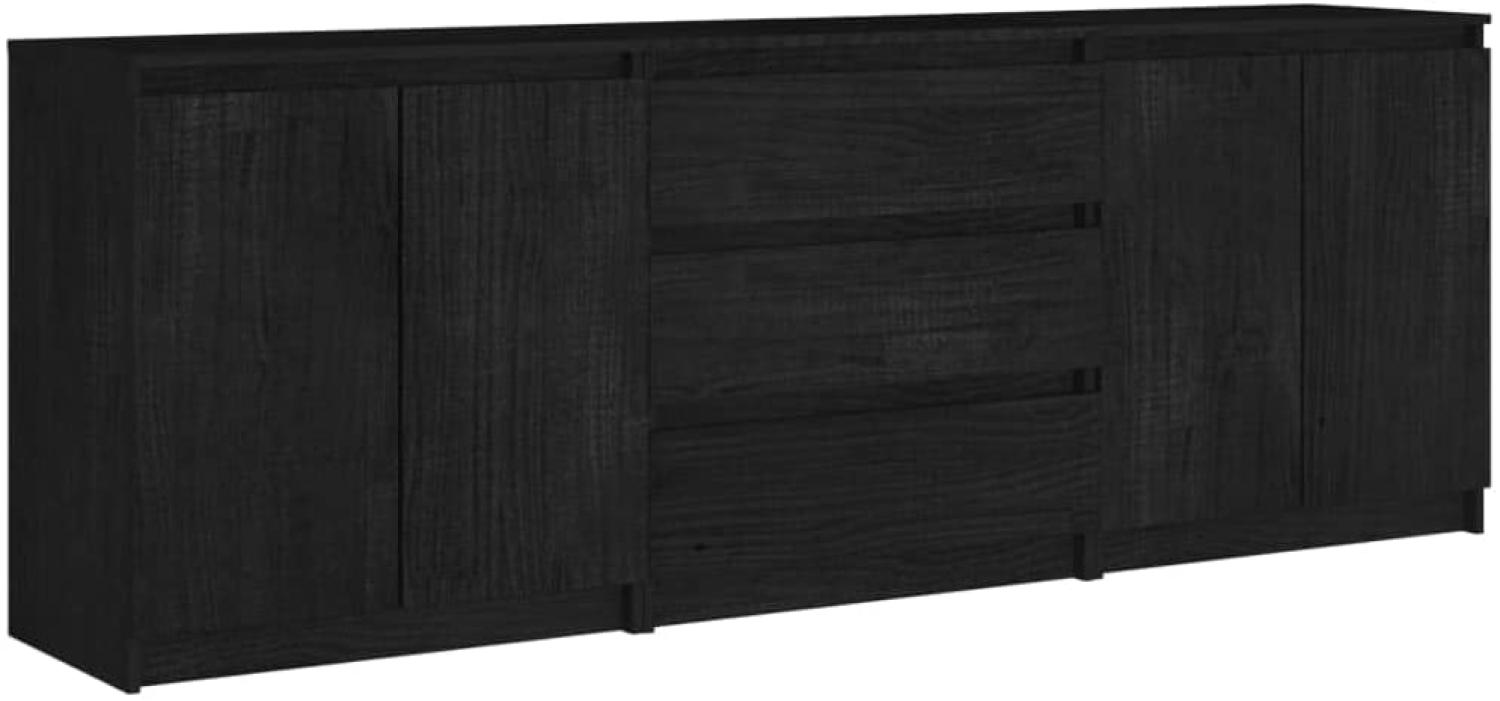 vidaXL Beistellschrank Schwarz 180 x 36 x 65 cm Massivholz Kiefer Bild 1