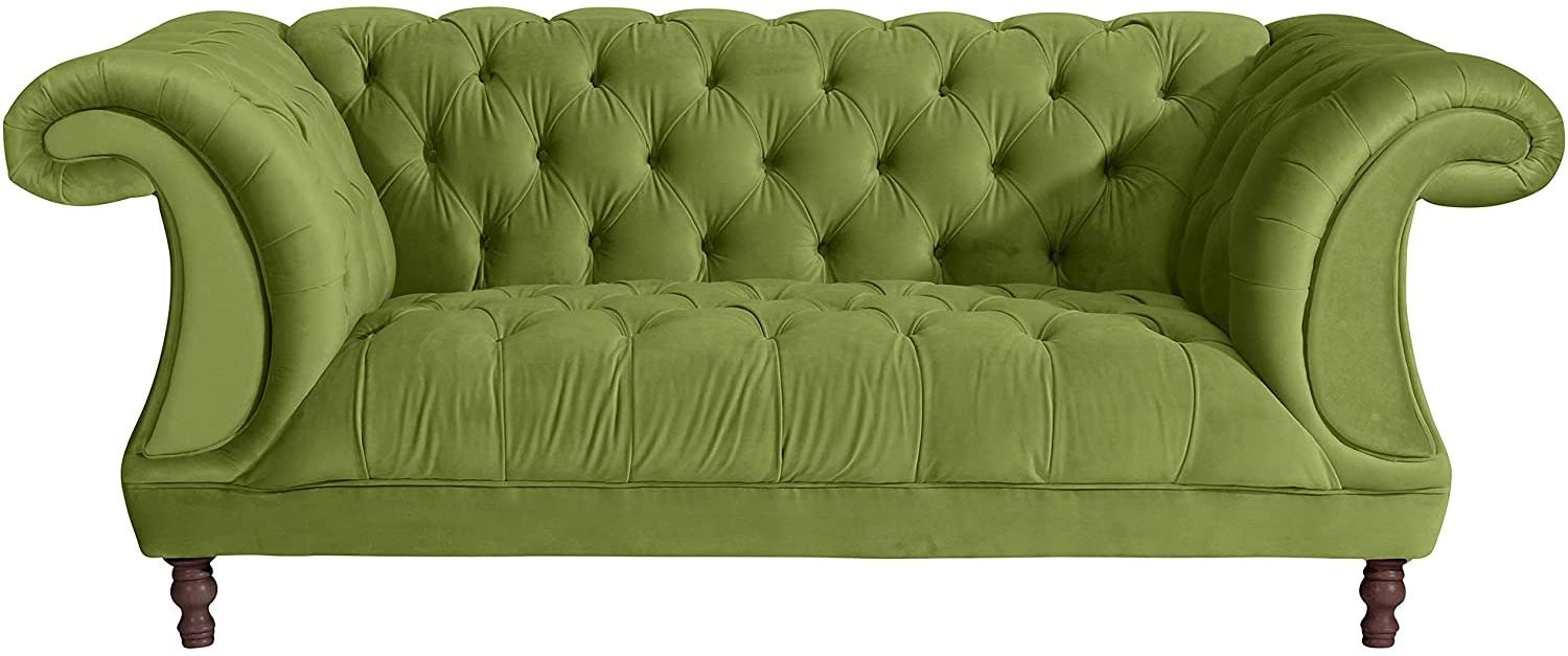 Ivette Sofa 2-Sitzer Samtvelours Olive Buche Nussbaumfarben Bild 1