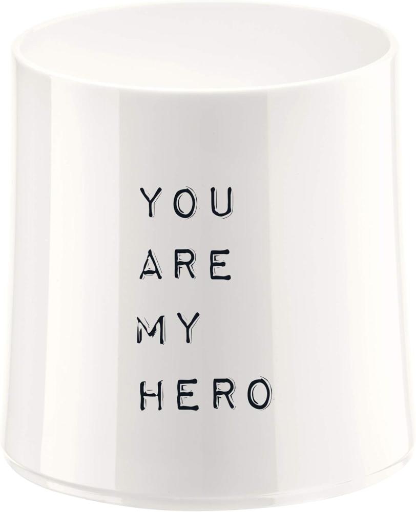 Koziol Cheers No. 2 Your Are My Hero Glas mit Druck, Cocktailglas, Trinkbecher, Trinkglas, Kunststoff, Cotton White, 250 ml, 3413525 Bild 1