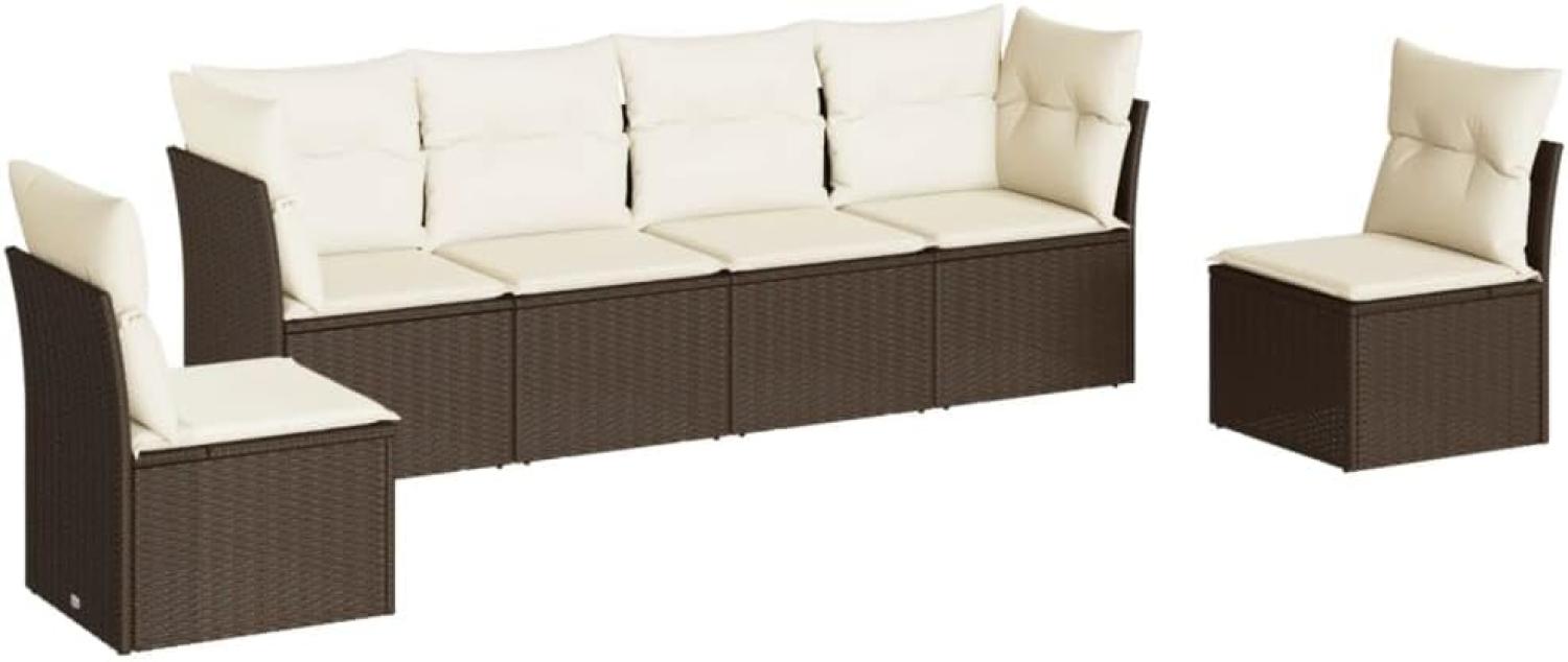 vidaXL 6-tlg. Garten-Sofagarnitur mit Kissen Braun Poly Rattan 3249212 Bild 1