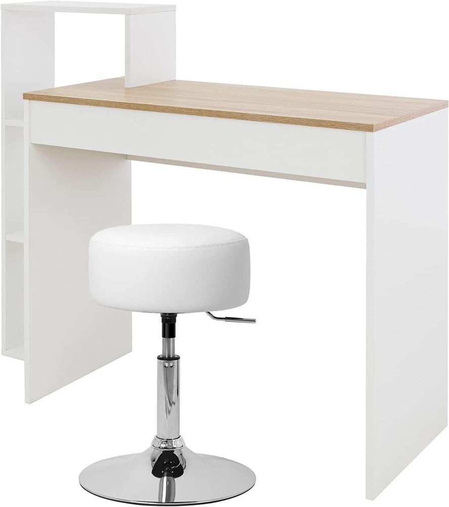 Schreibtisch mit Sitzhocker 110x72x40 cm Weiß/Sonoma-Eiche aus Holz ML-Design Bild 1