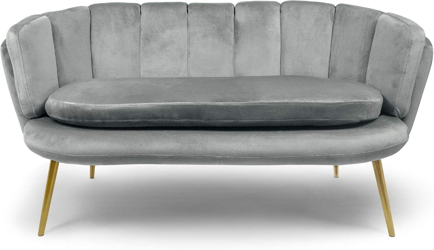 Menzzo Brenda 2-Sitzer-Sofa mit Samtbezug und goldenen Beinen, Silber Bild 1