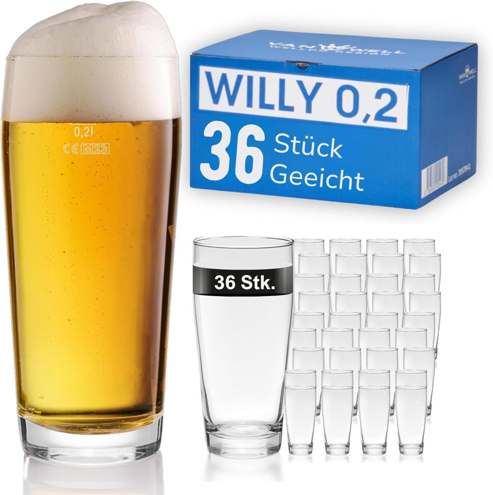 36er Set Bierglas Willibecher 0,2L geeicht Biergläser Tumbler perfekt geeignet für Gastronomie Bild 1