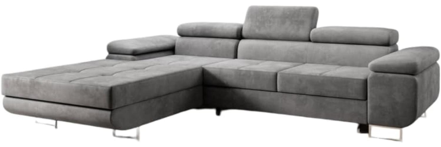 Designer Sofa Calvera mit Schlaf- und Klappfunktion (Samt) Grau Links Bild 1