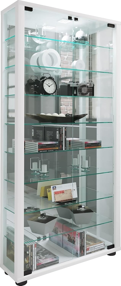 VCM Standvitrine Lumo 917757 Weiß H. 115 x B. 59 x T. 18 cm Bild 1