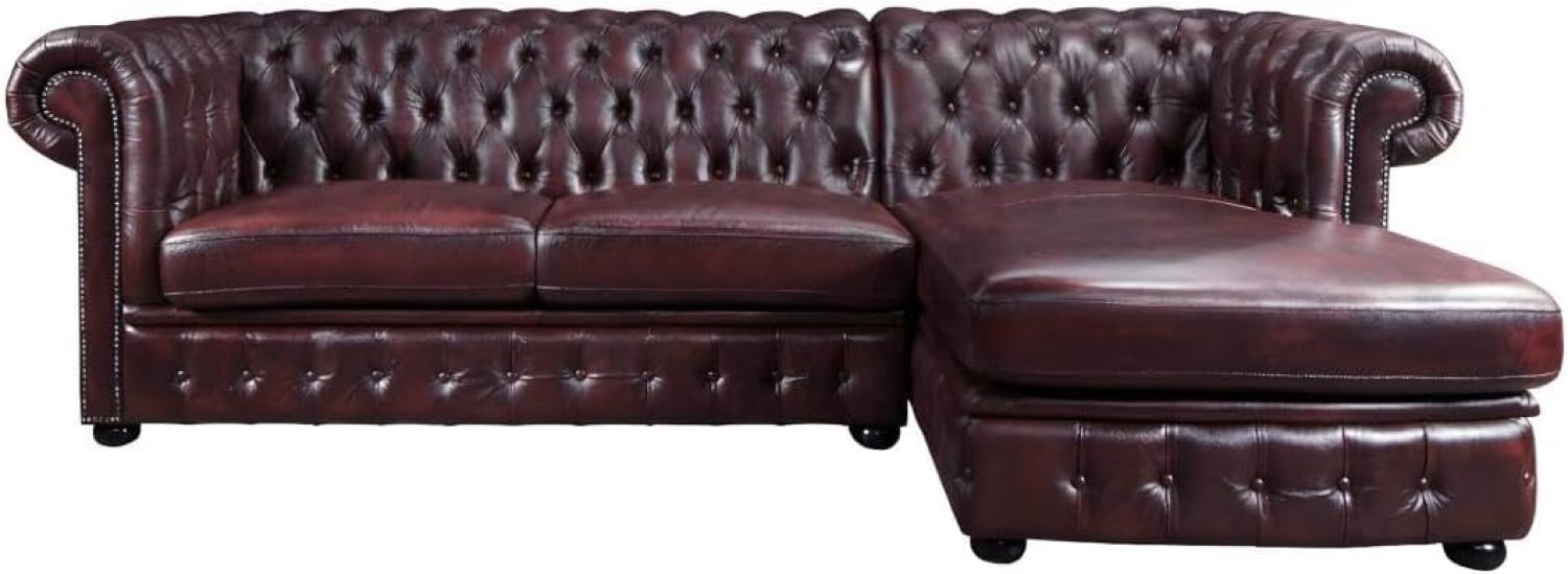 Chesterfield Ecksofa Leder BRENTON - Büffelleder - Rotbraun - Ecke Rechts Bild 1