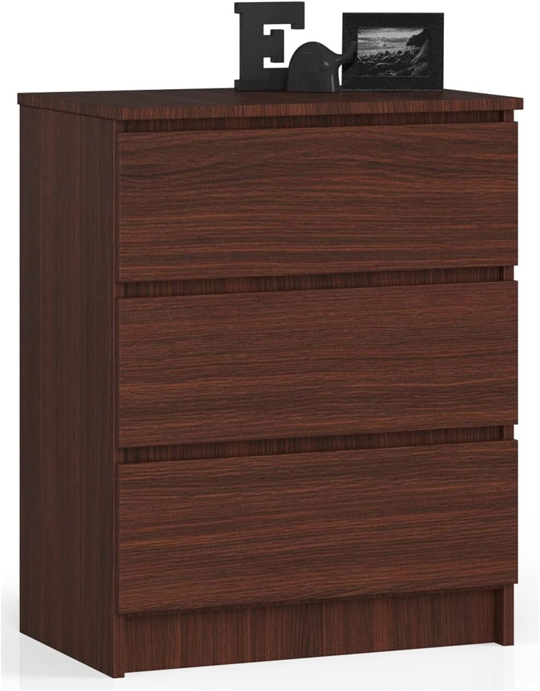 Home Collective Kommode 60 cm breit Holz Highboard Sideboard für Flur Schlafzimmer Wohnzimmer (Kommode Schlafzimmer Kommode mit Schubladen Holz Schrank), Kinderzimmer Organizer, 77 cm hoch mit 3 Schubladen Venge Bild 1