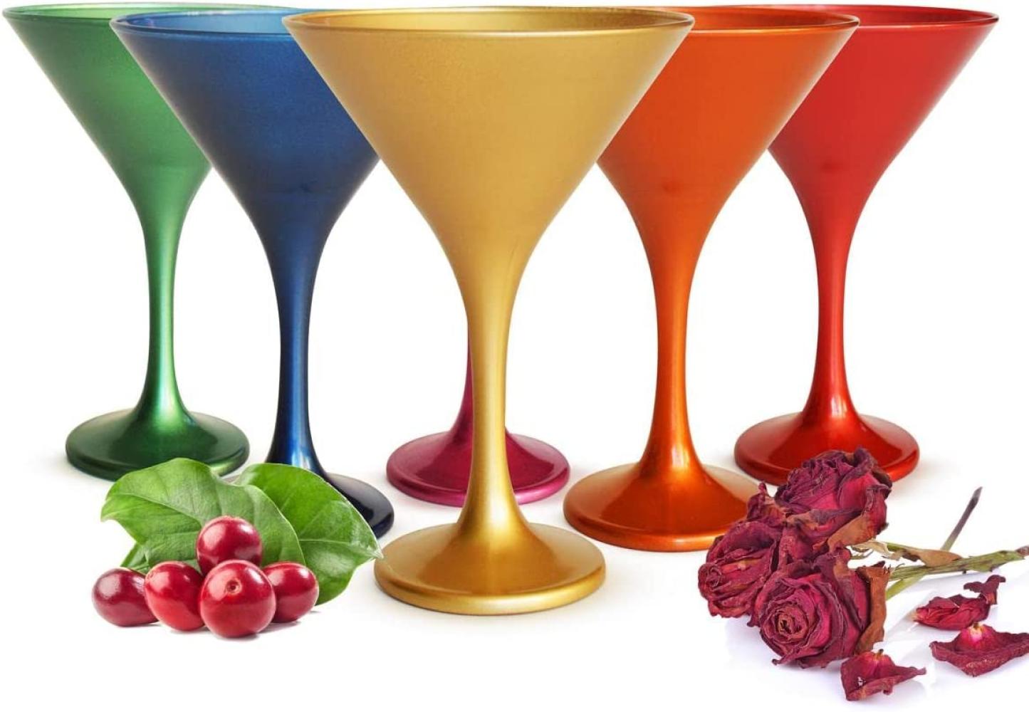 6 bunte Martinigläser Martinischalen Cocktailschale Cocktailgläser Trinkgläser Bild 1