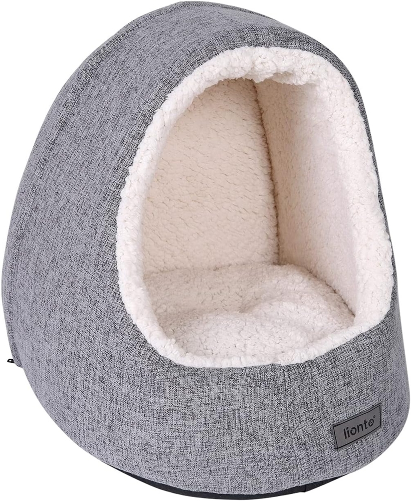 lionto Tierbett lionto Katzenhöhle mit Wendekissen Katzenbett Kuschelhöhle Katzenkorb, hellgrau, abnehmbarer Bezug, waschbar Bild 1