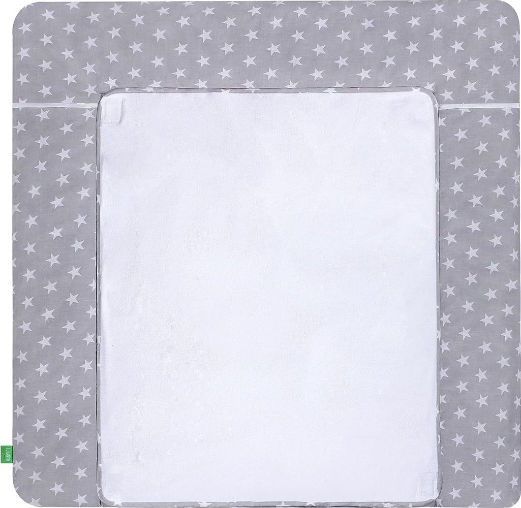 LULANDO Wickelauflage White Stars/grey 75x85 cm, weiß/grau Bild 1