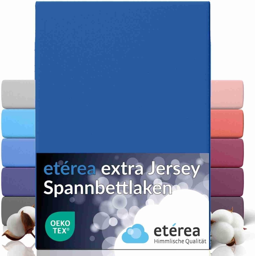 etérea Extra Jersey Spannbettlaken Blau 140x200 - 160x220 cm Bild 1
