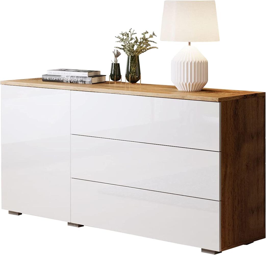 Kommode 'Bevrato 110' Weiß + Beige Bild 1