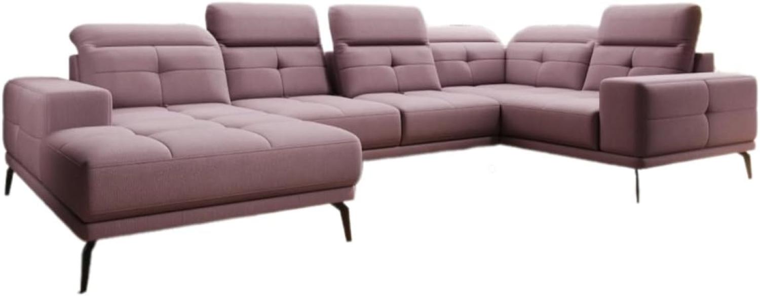 Designer Sofa Nerio mit verstellbarer Kopf- und Rückenlehne Stoff Rosé Links Bild 1