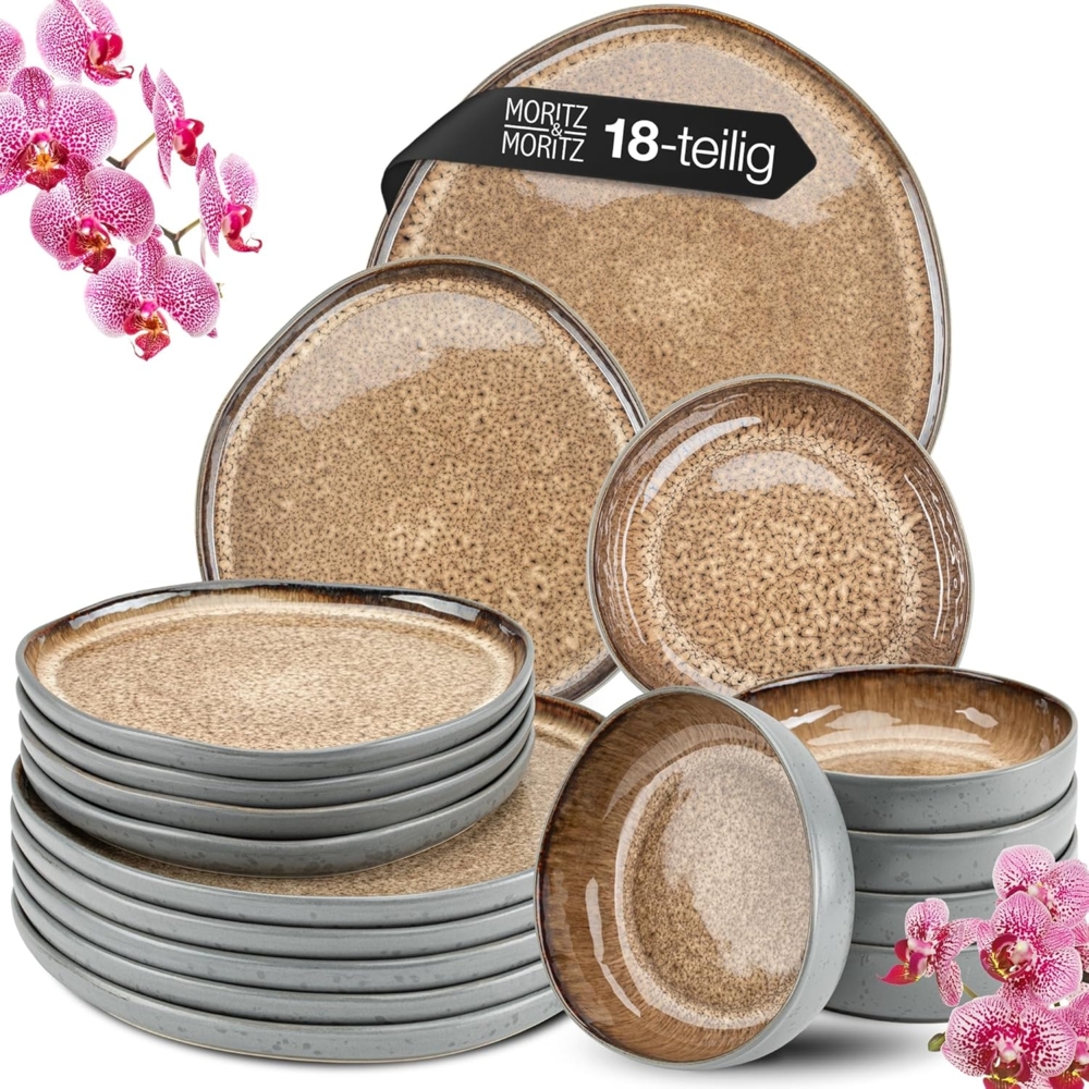 Moritz & Moritz Kombiservice ORGANIC beige Geschirrset (18-tlg), 6 Personen, Steinzeug, Kombigeschirr für 6 Personen Bild 1