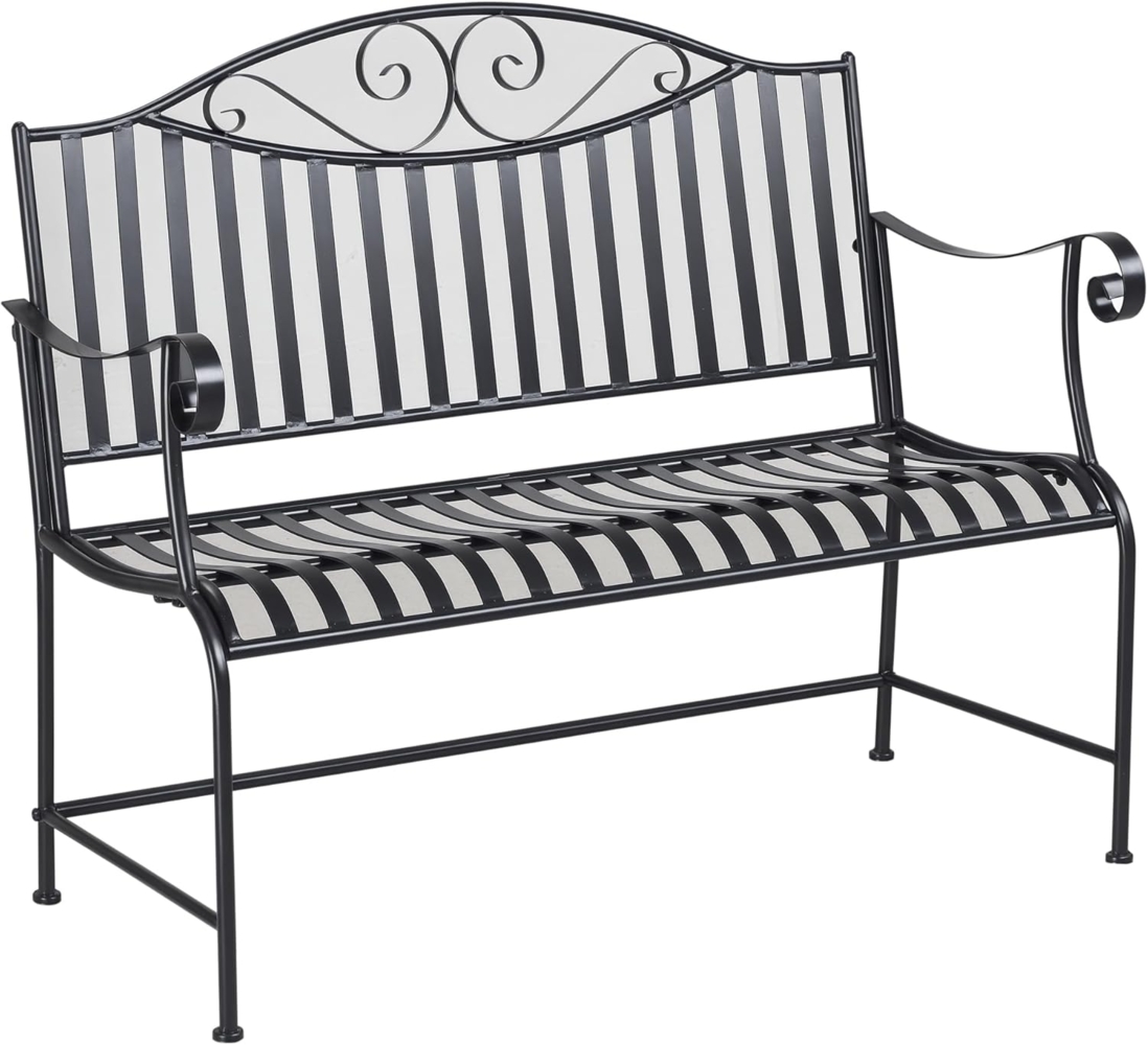 Outsunny Gartenbank Sitzbank Parkbank 2-Sitzer Metallbank Stahlrahmen mit Armlehne für Garten Balkon und Terrasse bis 220 kg belastbar Grau 115,5 x 54 x 96 cm Bild 1