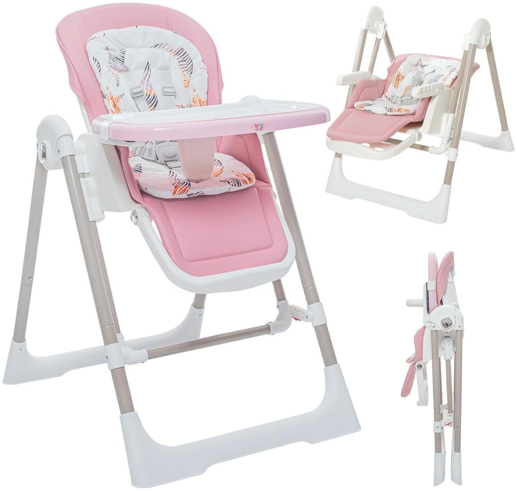 Baby Vivo 3in1 Kinderhochstuhl / Babywippe höhenverstellbar für Kinder - Lulu in Rosa Bild 1