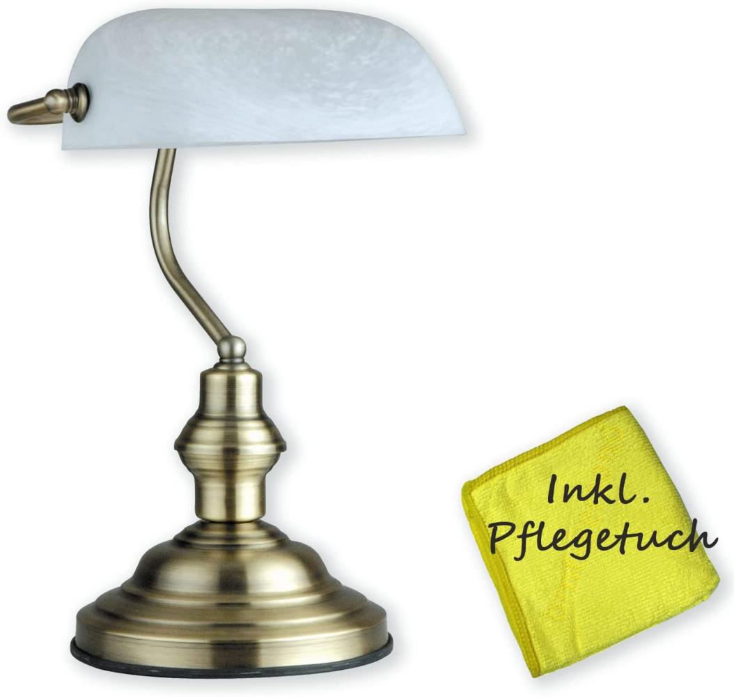 Schreibtischlampe weiß Schirm Retro Tischlampe Banker Lampe Wohnzimmer Messing Bild 1