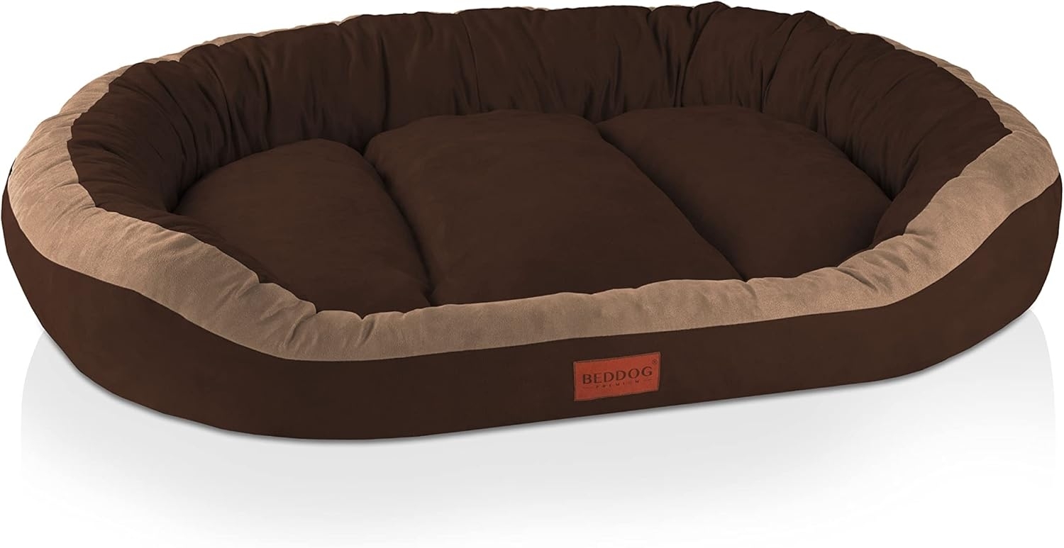 BedDog PRINS PREMIUM Hundebett, aus strapazierfähigem Alicante-Gewebe, Hundesofa mit Seiten, ovales Kissen für Ihr Haustier, Hundecouch XXL, CHOCOLATE (braun) Bild 1