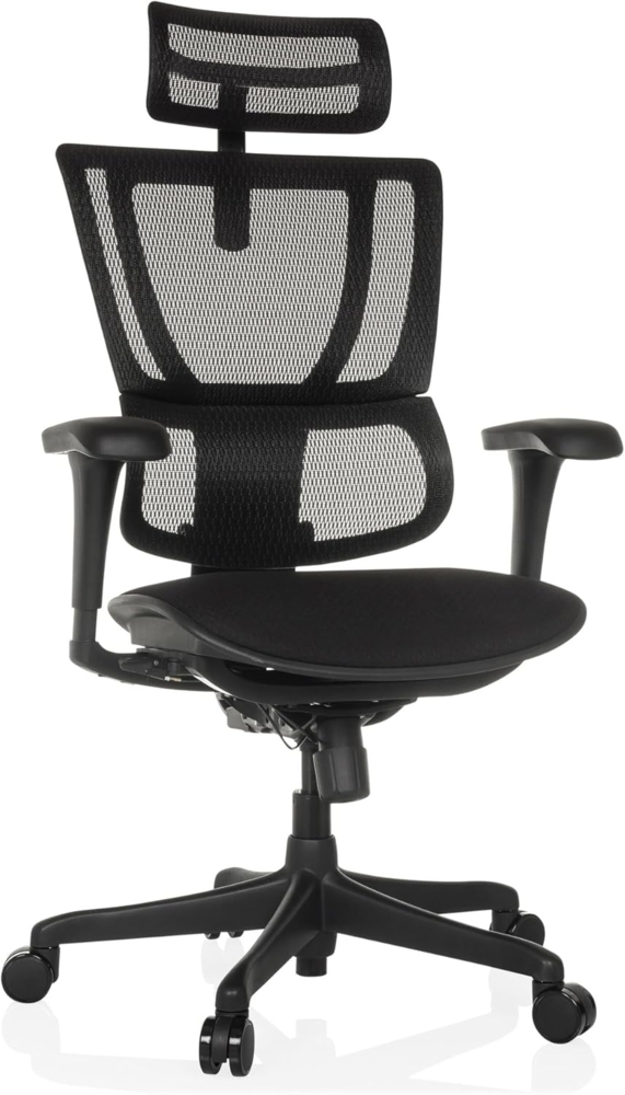 hjh OFFICE Bürostuhl ergonomisch ERGOHUMAN Slim ECO F GEN2 Originales Design, Bürosessel mit Flexibler Lendenwirbelstütze, gepolsterte Sitzfläche, Schwarz Bild 1