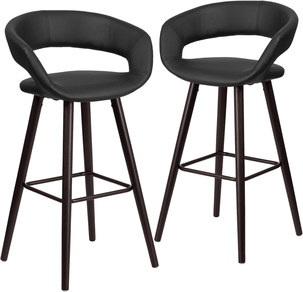 Flash Furniture Brynn Series Barhocker aus Cappuccino-Holz, 73 cm, Schwarz, Vinyl, 2 Stück Bild 1