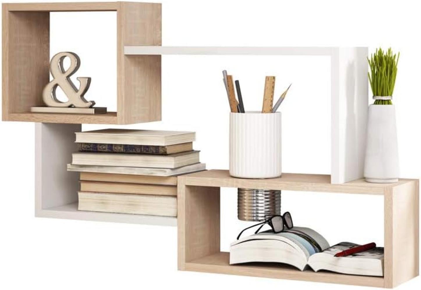 Kassi - Wandregal/Hängeregal / Bücherregal In Sonoma Eiche/Weiß Matt 54X87Cm Bild 1