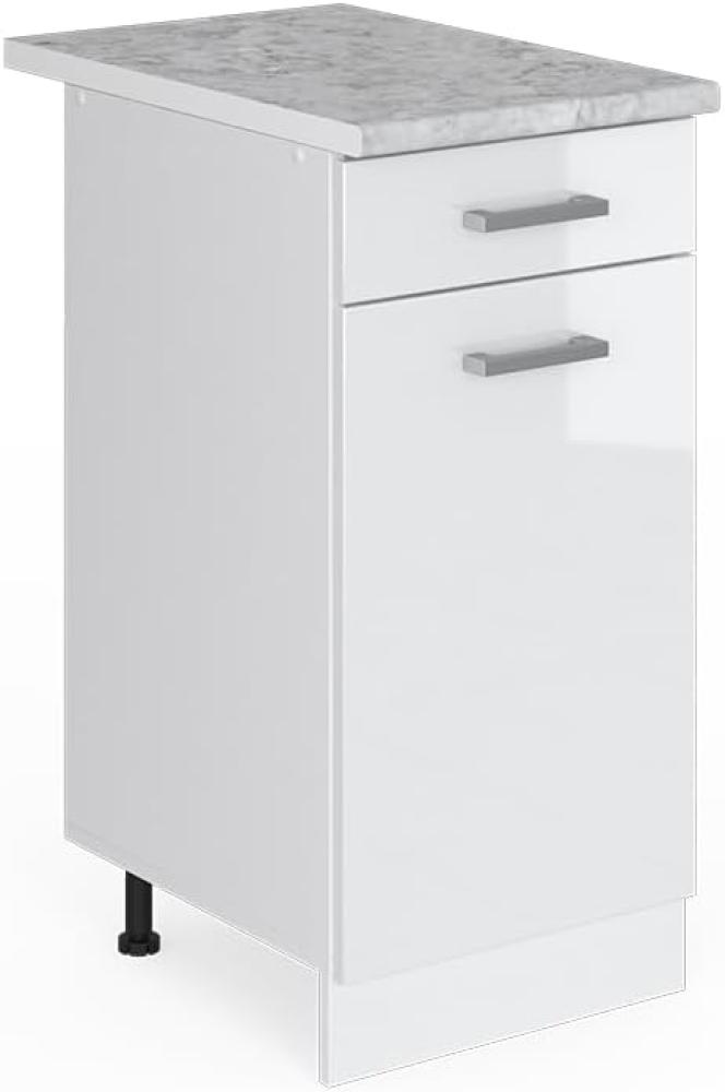 Vicco Küchenschrank R-Line Küchenzeile Hängeschrank Unterschrank Küchenschränke Küchenunterschrank Arbeitsplatte (weiß mit Arbeitsplatte, Schubunterschrank 40 cm) Bild 1