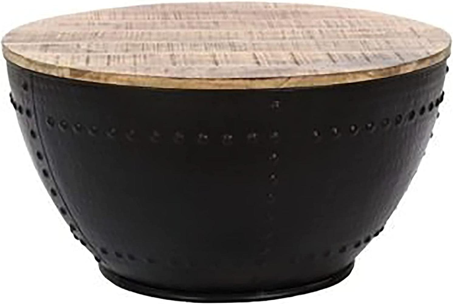 byLIVING Couchtisch BOWL / Manogholz natur, Metall schwarz / D 70, H 38 cm Bild 1