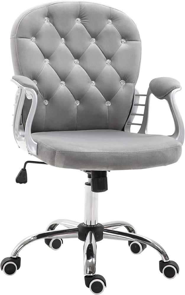 HOMCOM Ergonomischer Bürostuhl, Chefsessel, Gepolsterte Rückenlehne, Grau, 59,5 x 60,5 95-105 cm Bild 1