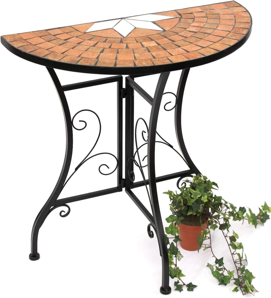 DanDiBo Tisch Halbrund Konsolentisch Wandtisch 120041 Beistelltisch Metall Mosaik 70 cm Bild 1