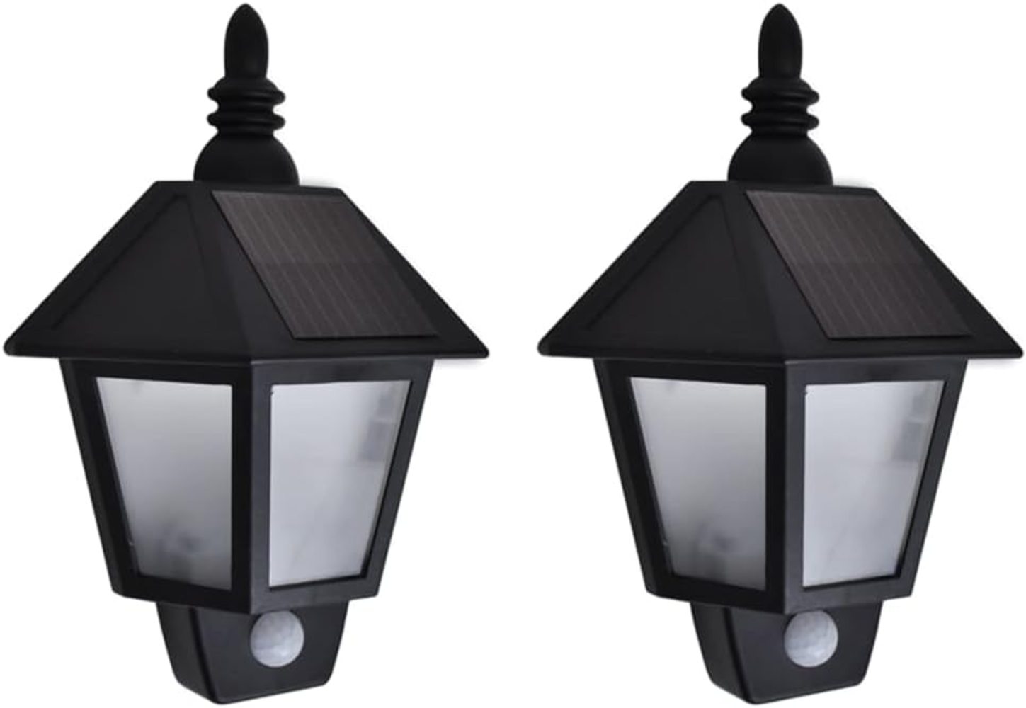 vidaXL Solar-Wandleuchten 2 Stk. mit Bewegungsmelder Schwarz 277124 Bild 1