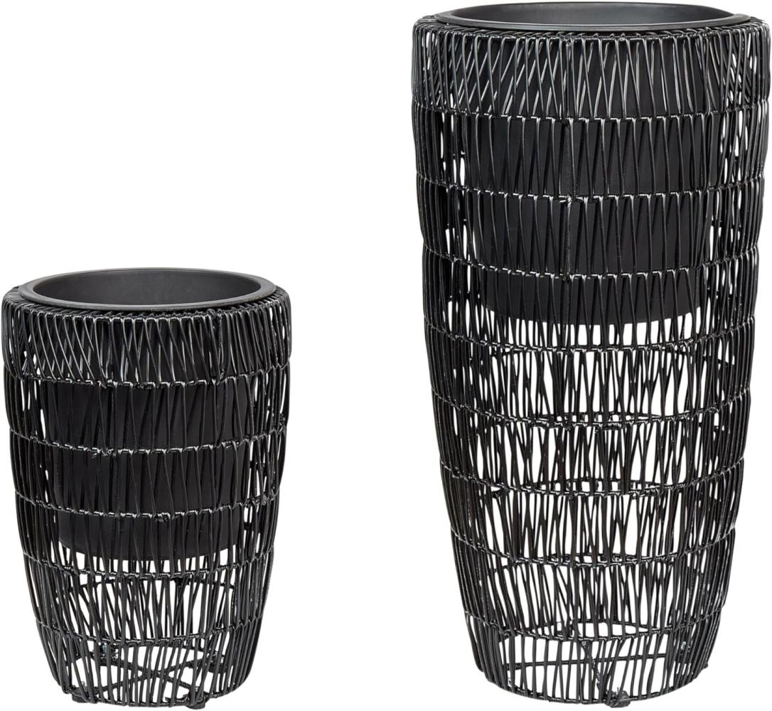 Set mit 2 Blumentöpfen CHELONE PE Rattan 26 34 cm Schwarz Bild 1