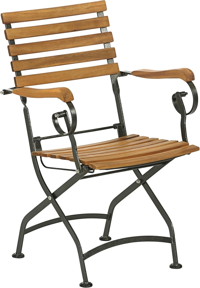 Dehner Klappsessel Tegernsee, ca. 88 x 57 x 56 cm, aus FSC® - zertifiziertem Akazienholz / Stahl, natur / schwarz Bild 1