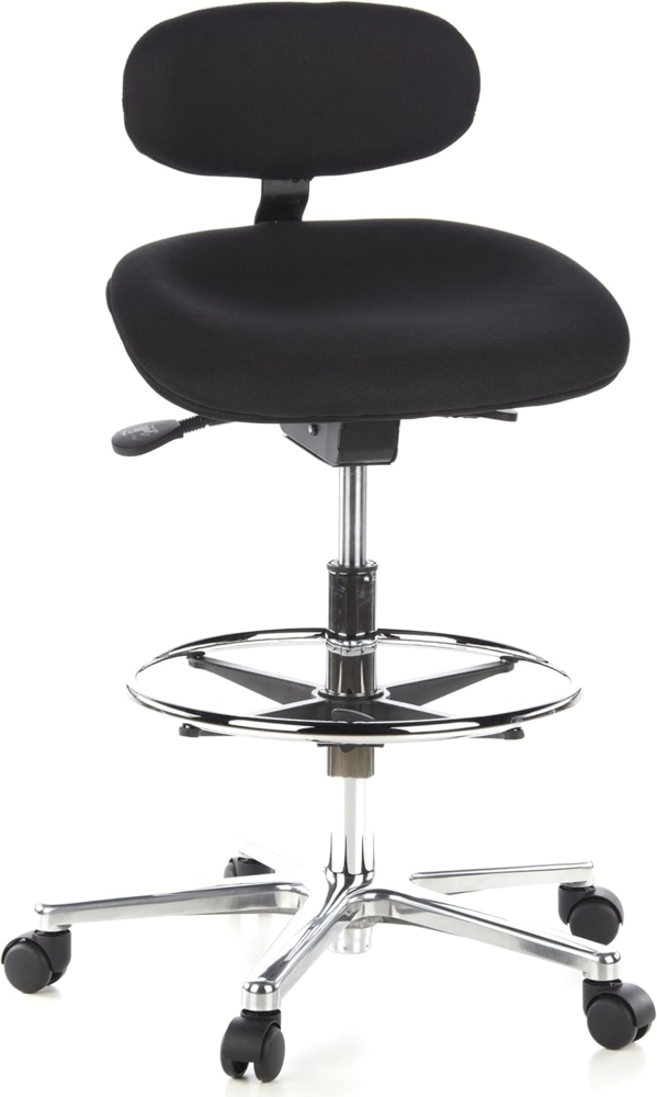 hjh OFFICE Arbeitsstuhl Arbeitshocker WORK MF Stoff Schwarz Bild 1