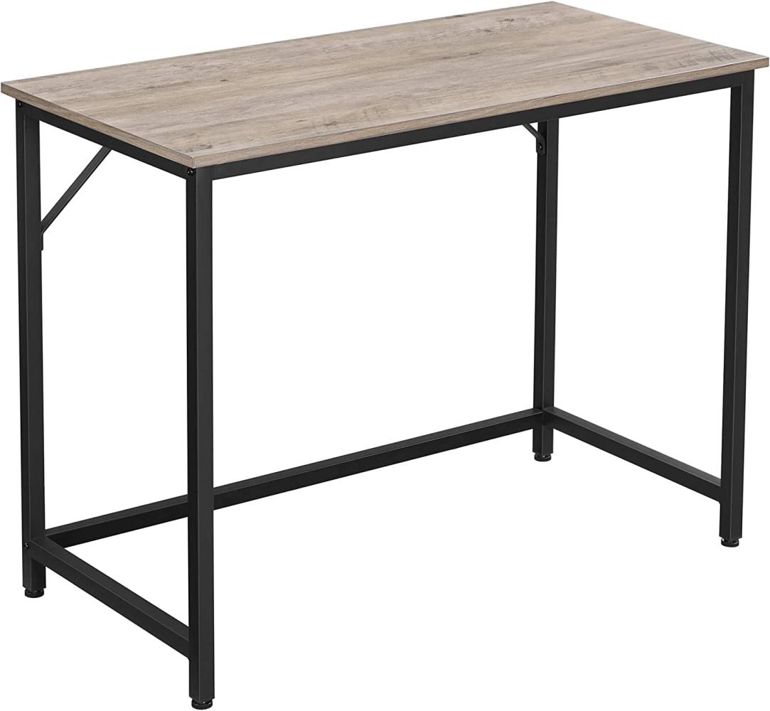 Vasagle Schreibtisch, Computertisch, schmaler Bürotisch, 100 x 50 x 75 cm, Arbeitszimmer, Homeoffice, Büro, einfacher Aufbau, Metall, Industrie-Design, Greige-schwarz LWD041B02 Bild 1