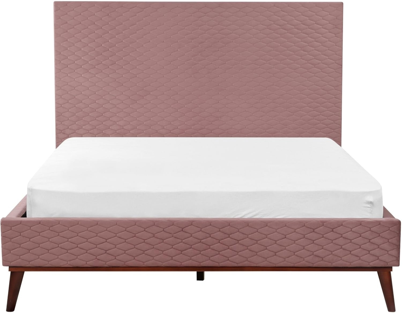 Bett mit Lattenrost BAYONNE 140 x 200 cm Samtstoff Rosa Bild 1